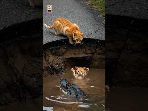 Crocodile Saves Drowning Kitten! 🐊🐱💧 サムネイル